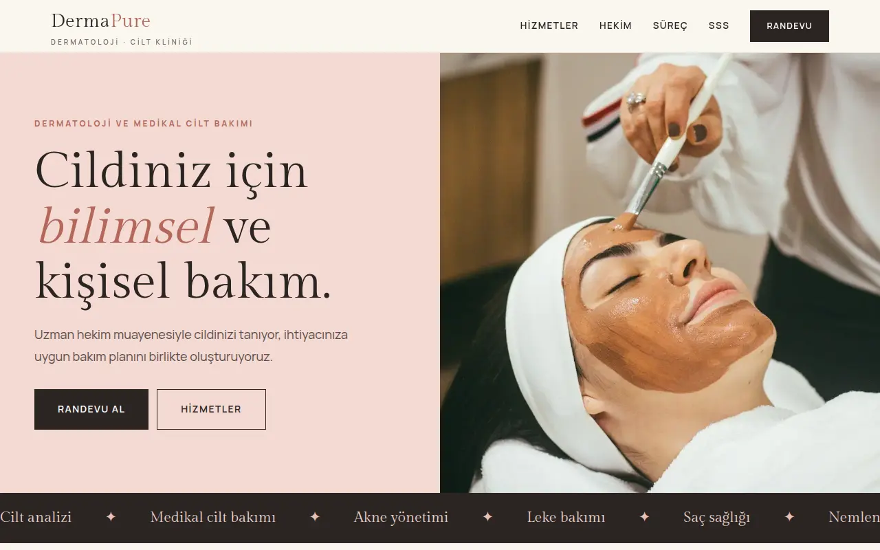 Dermatoloji & Cilt Kliniği Web Sitesi — Derma Pure
